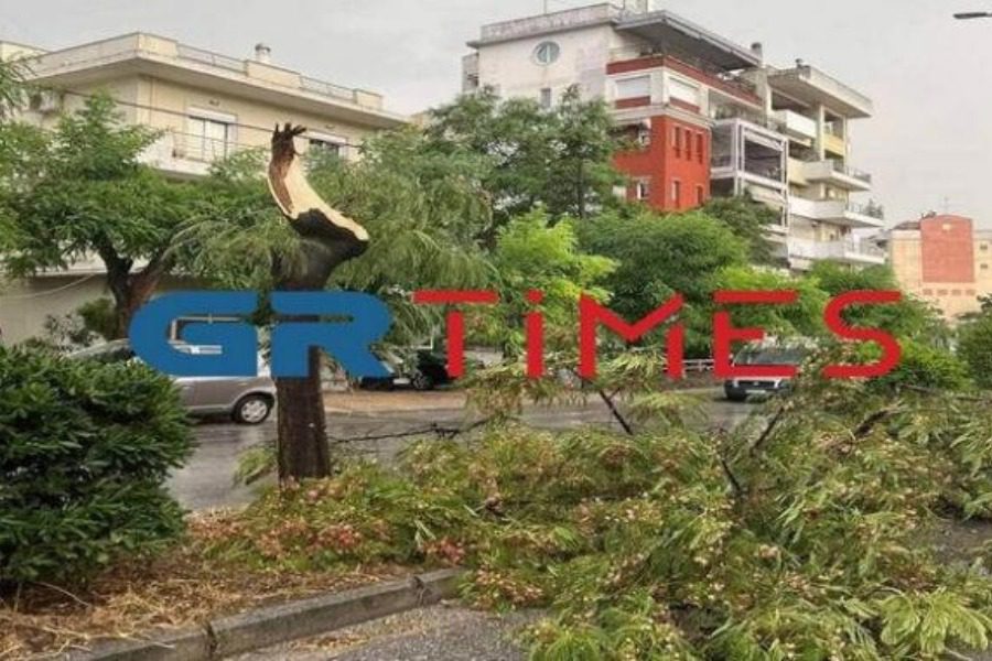 Θεσσαλονίκη: Σαρωτική καταιγίδα ‑ Κατέρρευσαν λαμαρίνες, πινακίδες, ξεριζώθηκαν δέντρα
