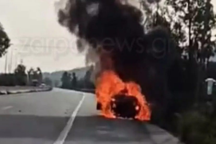 Χανιά: Αυτοκίνητο άρπαξε φωτιά εν κινήσει