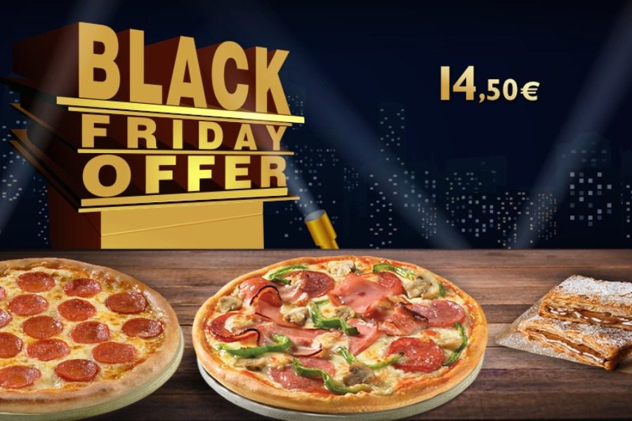 Black Friday Pizza fun 1+1 πίτσα 10 τεμαχίων και choco krats μόνο με 14.50€