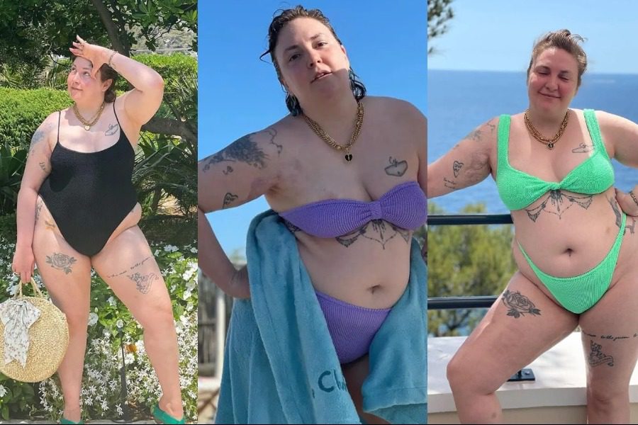 Η Lena Dunham γιορτάζει το σώμα της με μια σειρά από πολύχρωμα μαγιό