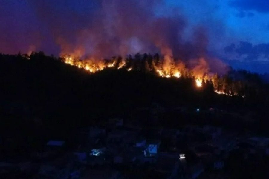 Πυρκαγιά στην Εύβοια: Μάχη με τη φωτιά εν μέσω δυνατών ανέμων