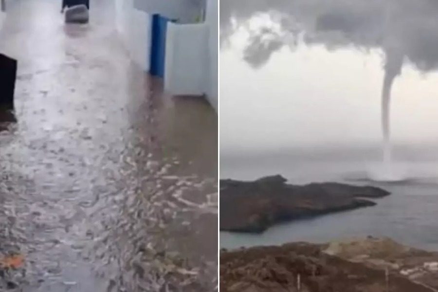 Μύκονος: Υδροστρόβιλος και πλημμύρες στα Ματογιάννια