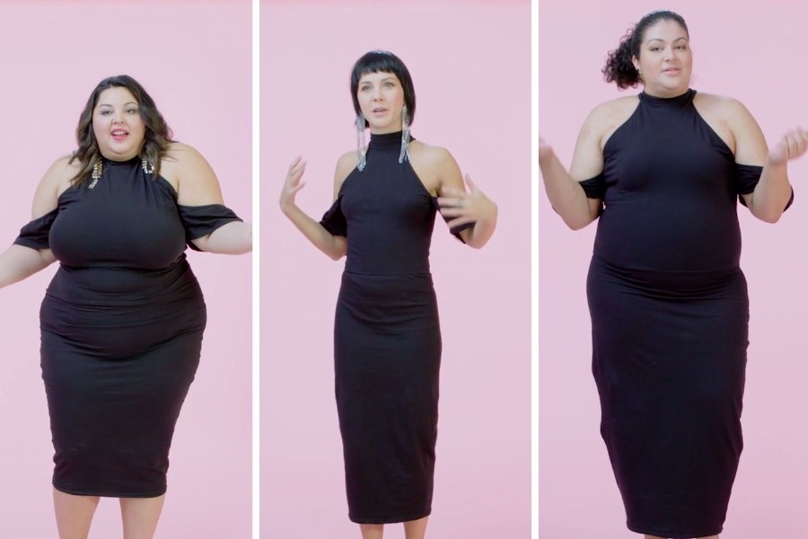 Γυναίκες από XS εως XL δοκιμάζουν το ίδιο μαύρο φόρεμα, κι αυτό είναι το αποτέλεσμα