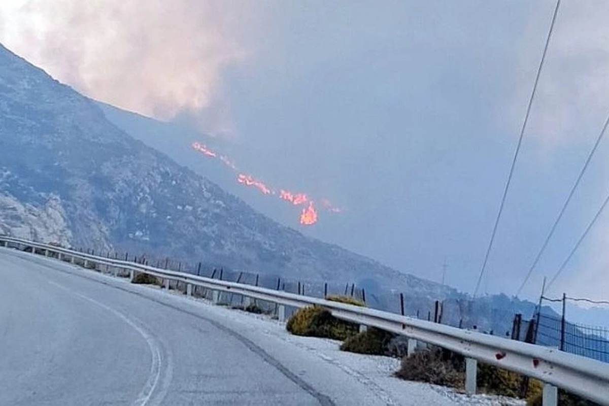 Φωτιά στη Νάξο ‑ Ρίψεις νερού από έξι εναέρια μέσα