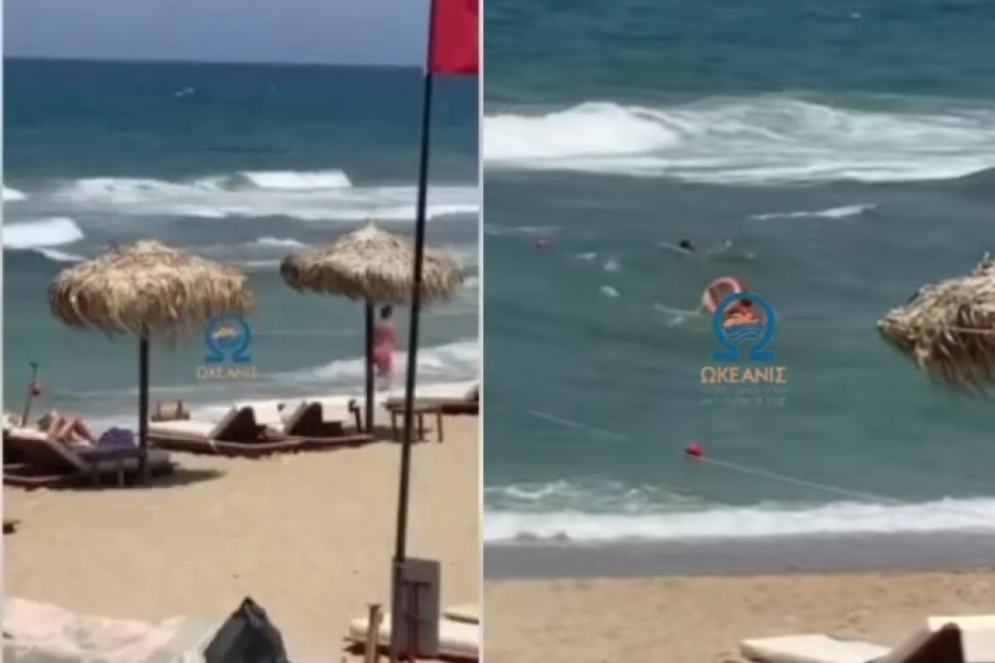 Κινδύνεψαν να πνιγούν μαμά και κόρη στην Κρήτη ‑ Καρέ καρέ η διπλή διάσωση
