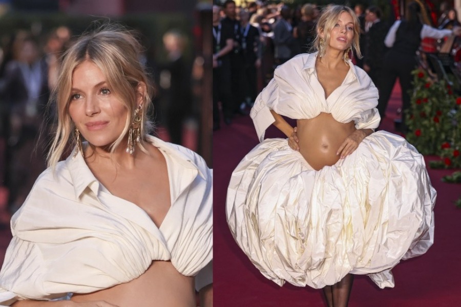 Η Sienna Miller με ακάλυπτη τη φουσκωμένη της κοιλιά στο Vogue World Show