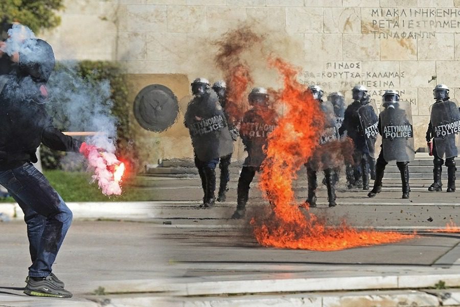 Δείτε βίντεο από το Σύνταγμα: Ξεκίνησαν επεισόδια οι κουκουλοφόροι, μολότοφ και βανδαλισμοί