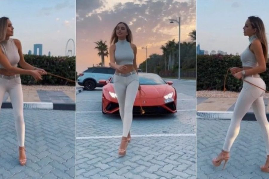 Η «καυτή» Veronica σέρνει μια Lamborghini και προκαλεί παραλήρημα