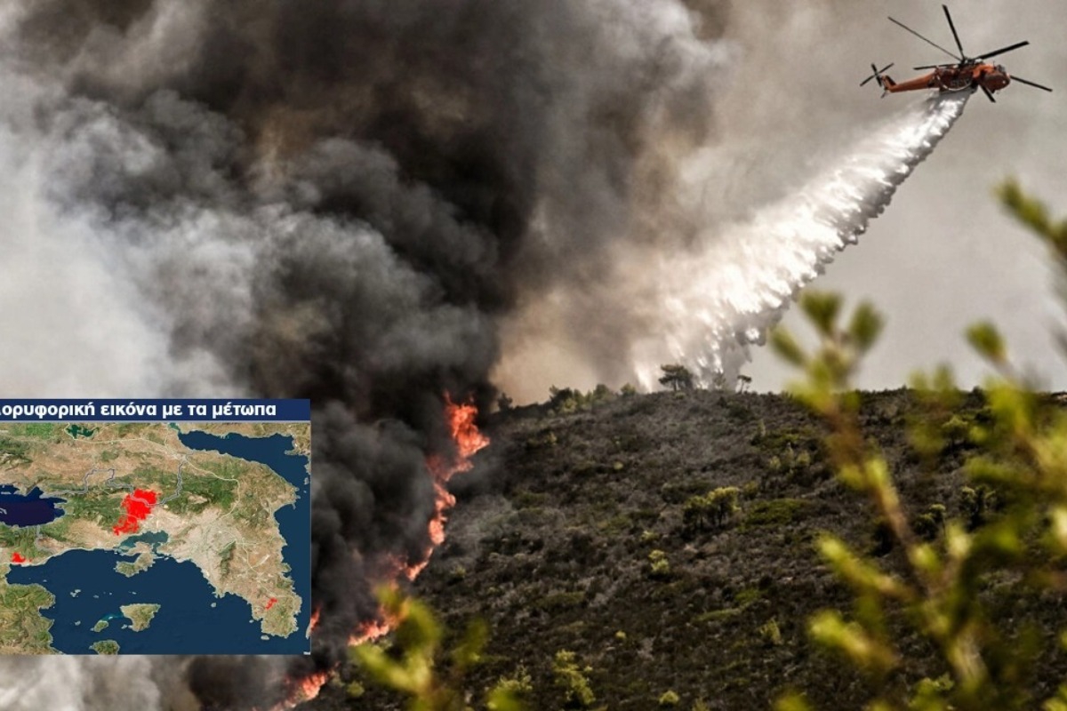 Μέγαρα: Πλησιάζει τα σπίτια η φωτιά ‑ Μήνυμα 112 για εκκένωση στο Κανδήλι