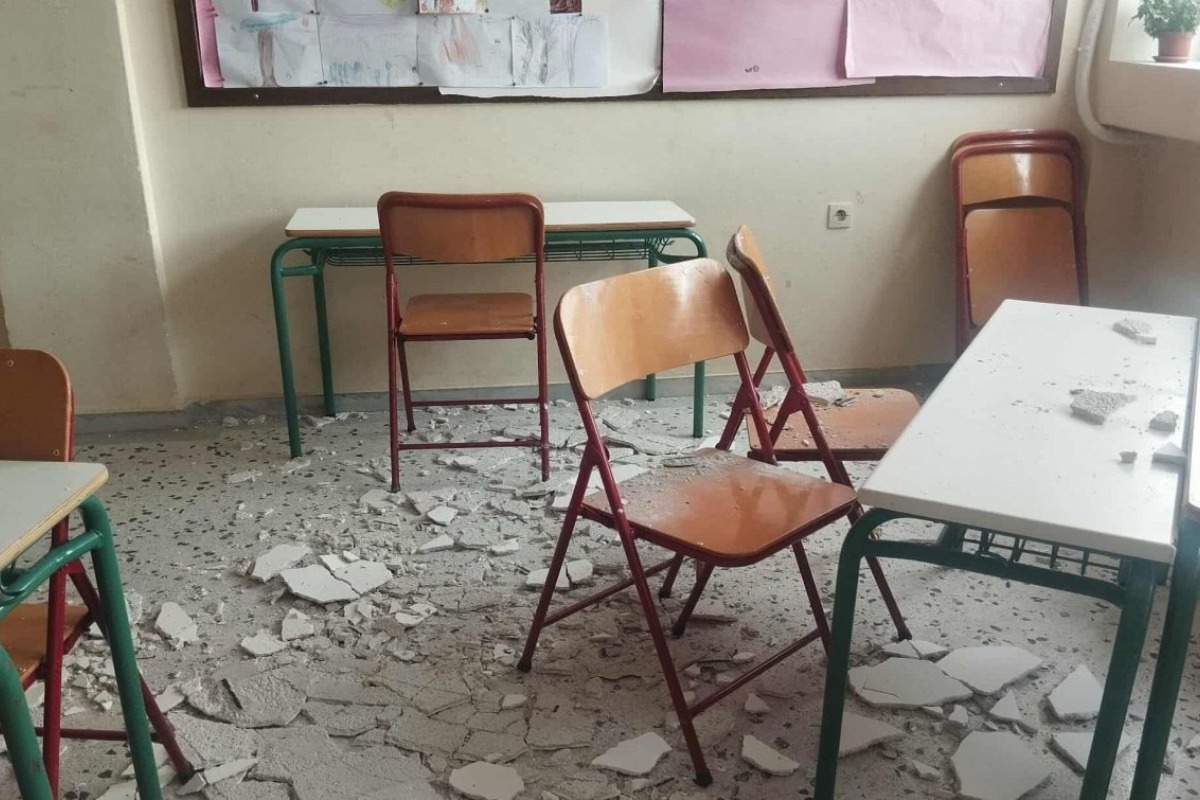 Πόρτο Ράφτη: Σοβάδες έπεσαν στα κεφάλια μαθητών ‑ Τραυματίστηκαν δύο ανήλικοι