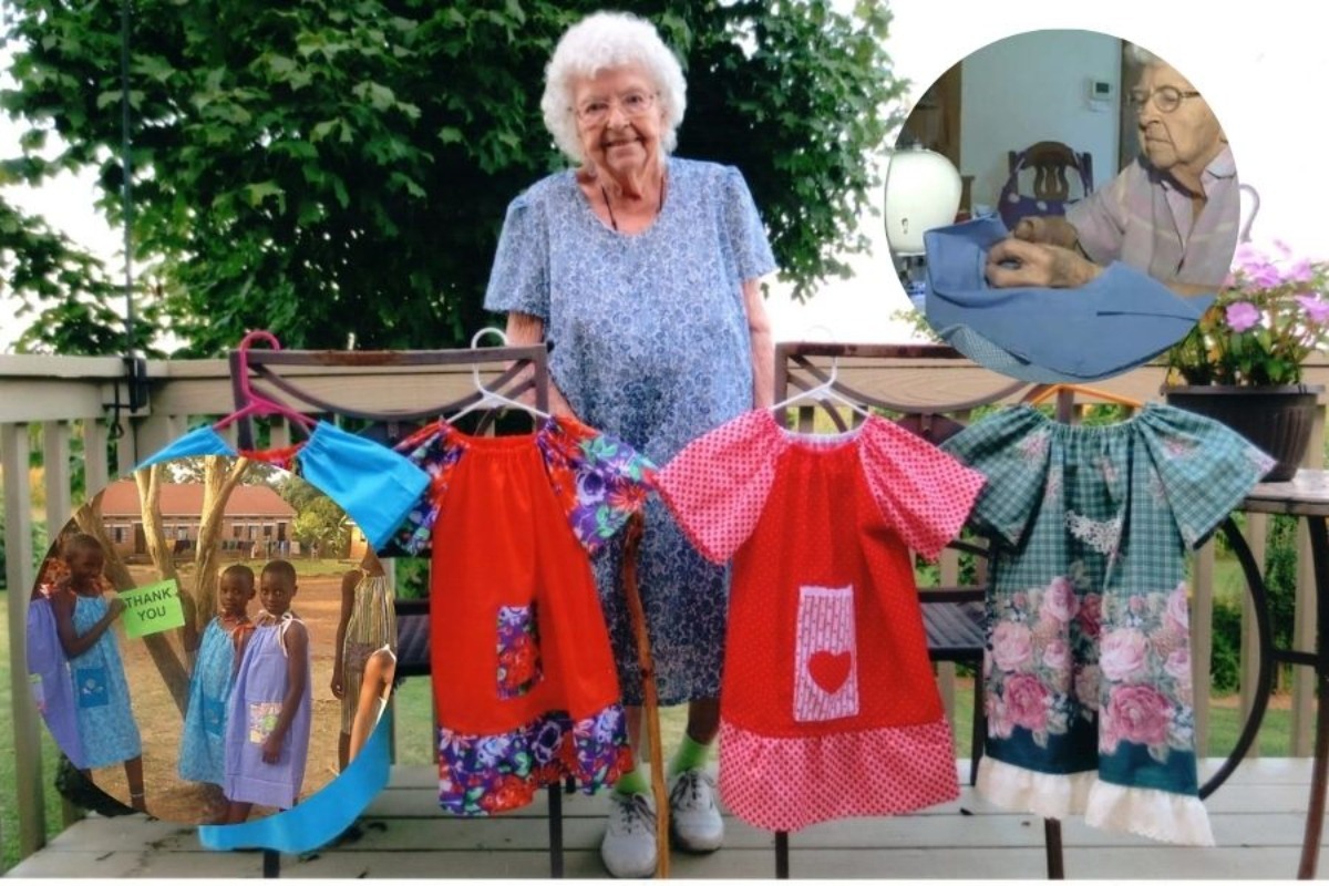 99 ετών και ασταμάτητη: Η γιαγιά που ράβει φόρεμα κάθε μέρα για κοριτσάκια στην Αφρική!
