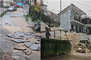 Κακοκαιρία Adel: Καταστροφές στη Θάσο από τις έντονες βροχοπτώσεις - Ξηλώθηκαν δρόμοι - Βίντεο