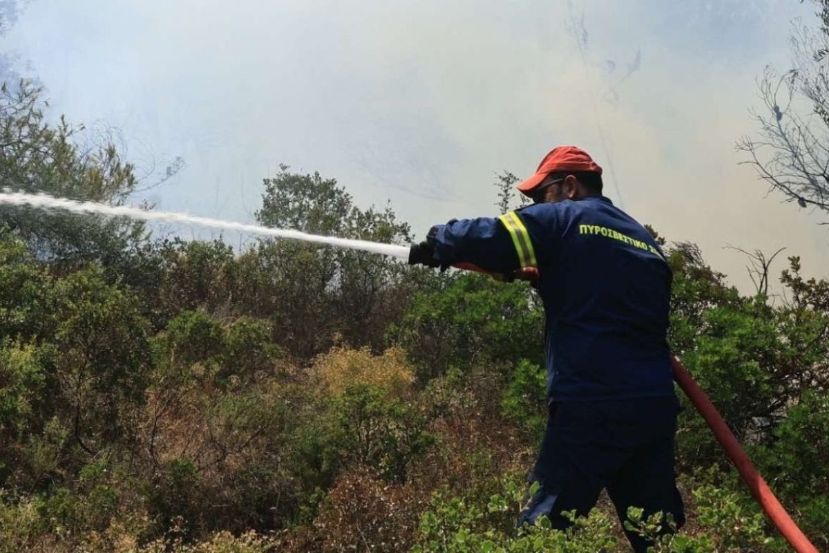 Φωτιά τώρα στην Παλαιά Φώκαια ‑ 112 για εκκενώσεις σε Θυμάρι, όρμο Καταφυγή, Καταφύγι και Χάρακα