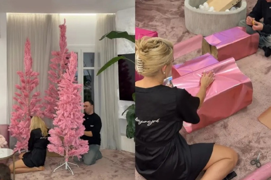 Ιωάννα Τούνη: Στόλισε τρία ροζ Χριστουγεννιάτικα δέντρα στο σπίτι της
