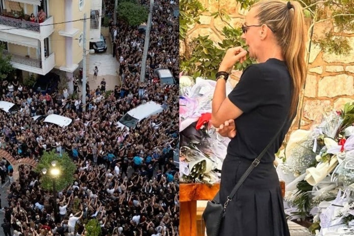 Κηδεία Γιώργου Μαζωνάκη: Η αδελφή του Βάσω συντετριμμένη στον Ιερό Ναό Αγίας Τριάδας