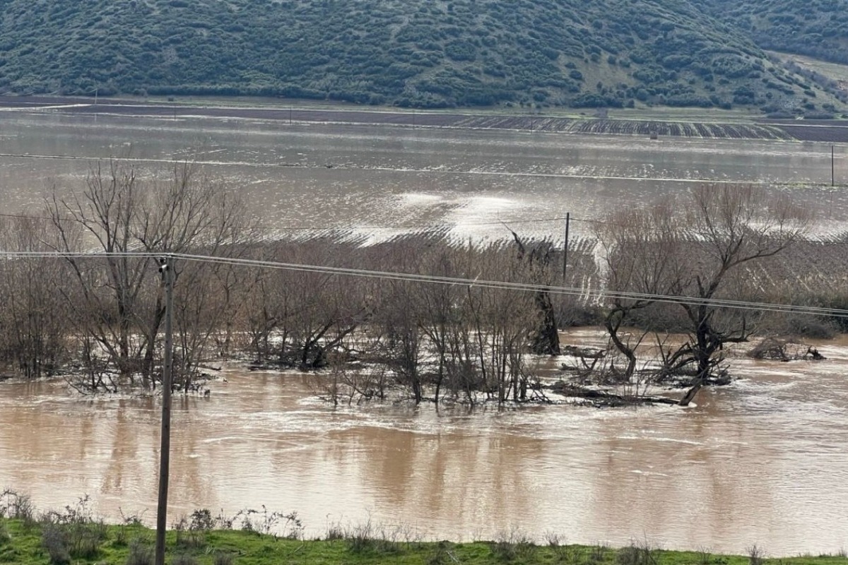 Υπερχείλισε ο Πηνειός έξω από τη Λάρισα: Πλημμύρισαν αγροτικές εκτάσεις ‑ Βίντεο