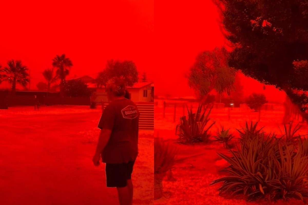 Εικόνες αποκάλυψης στην Αυστραλία: Ο ουρανός «βάφτηκε» κόκκινος λόγω του κυκλώνα Narelle