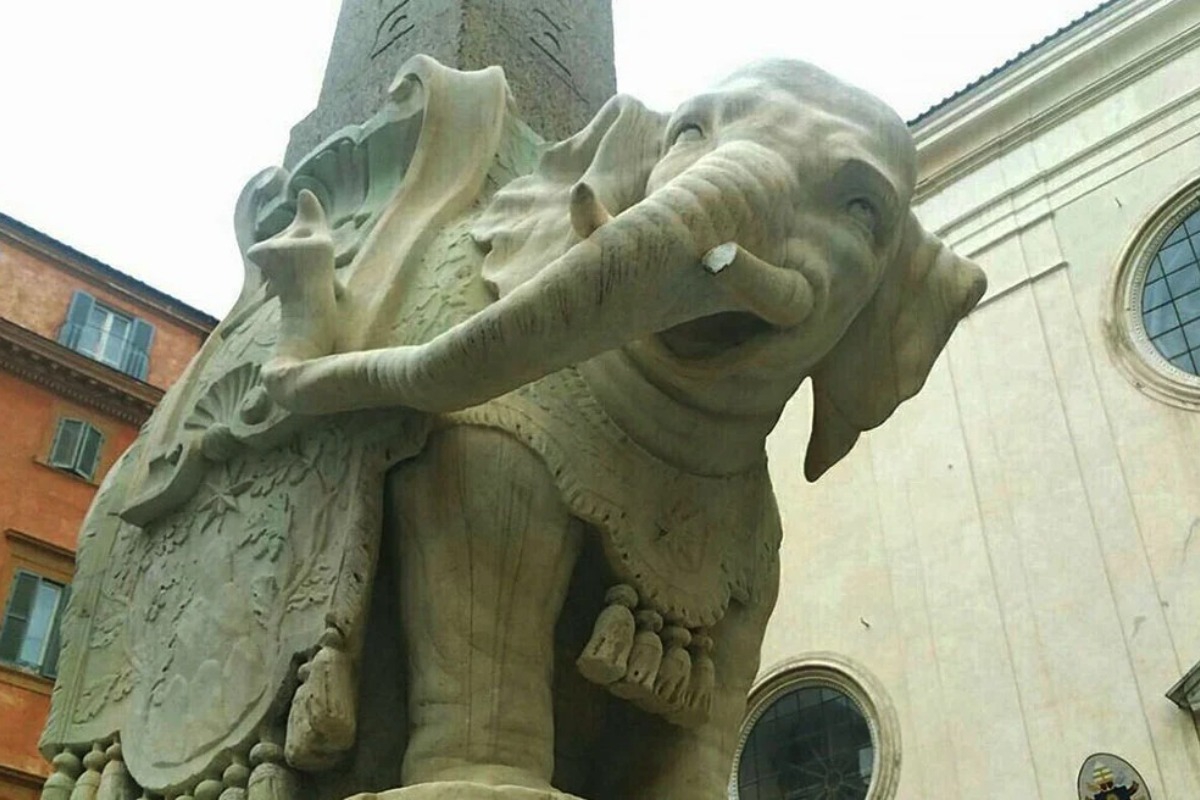 Βανδάλισαν ιστορικό γλυπτό στη Ρώμη: Αγνωστοι έσπασαν τον χαυλιόδοντα του «Μικρού Ελέφαντα» ‑ Bίντεο