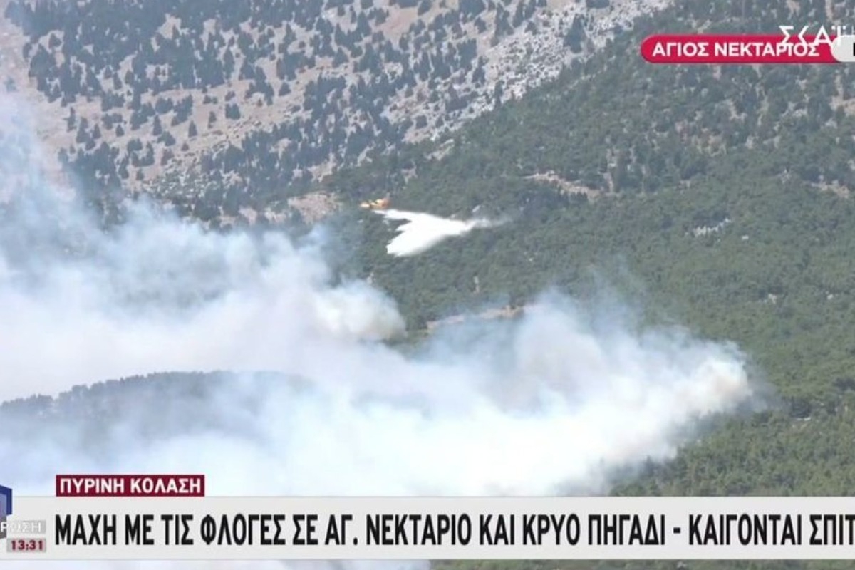 Φωτιά στη Δυτική Αττική: Καίγονται σπίτια στο Κρύο Πηγάδι – Κρίσιμη μάχη για τα Βίλια