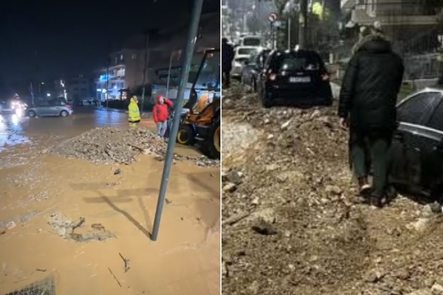 Κακοκαιρία: Εικόνες καταστροφής στη Γλυφάδα ‑ Βράχια στους δρόμους και ορμητικοί χείμαρροι