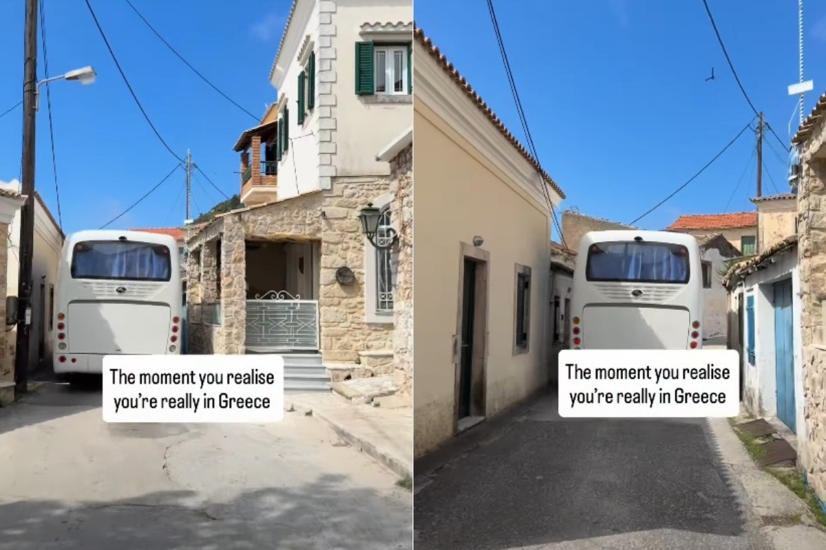 Λάκωνες Κέρκυρας: Λεωφορείο διασχίζει το πιο στενό χωριό της Ελλάδας ‑ Δείτε το viral βίντεο