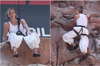 Η Σαρλίζ Θερόν σκαρφάλωσε σε κτίριο στην Times Square, δείτε βίντεο