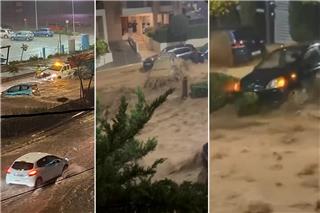 Βίντεο – σοκ από την Ανω Γλυφάδα: Χείμαρροι οι δρόμοι παρασύρουν αυτοκίνητα