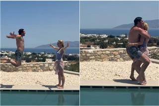 Η Ντορέττα Παπαδημητρίου «ανέβασε» τον Γεροντιδάκη στον αέρα - δείτε το αστείο βίντεο από την Πάρο