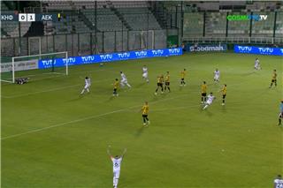 Κηφισιά – ΑΕΚ 1-1: Ισοφάριση σοκ του Μπένι στο 97` μετά την αποβολή του Αϊμα