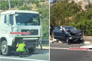 Τρομακτικό τροχαίο στην Εθνική Οδό Κορίνθου-Τριπόλεως: Φορτηγό «εισέβαλε» στο αντίθετο ρεύμα