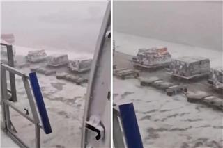 Χάος σε αεροδρόμιο στη Ρώμη – Ασπρισαν οι πίστες από το χαλάζι και οι οροφές μετατράπηκαν σε «καταρράκτες»