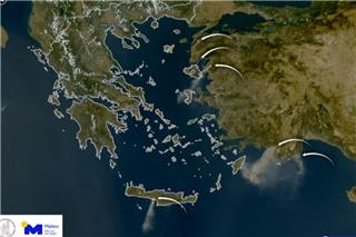 Θυελλώδεις άνεμοι στην Κρήτη: Οι καπνοί από τη φωτιά στο Ρέθυμνο έφτασαν στην Αφρική
