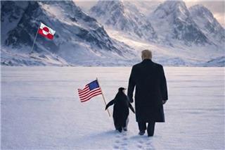 Νέα φωτό από Τραμπ για τη Γροιλανδία με έναν πιγκουίνο: «Λάθος ημισφαίριο!»