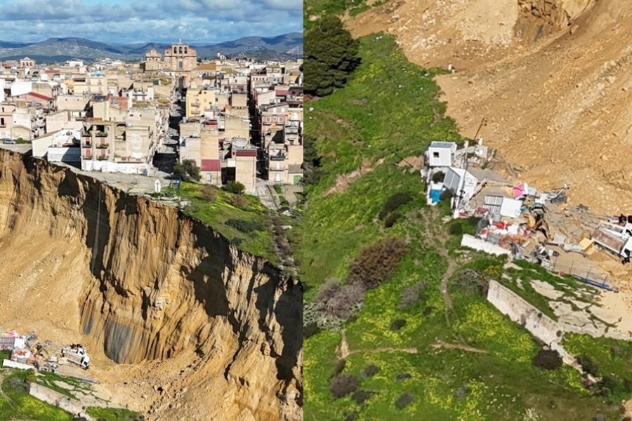 Κατολίσθηση στη Σικελία αφήνει μια πόλη στο χείλος του γκρεμού