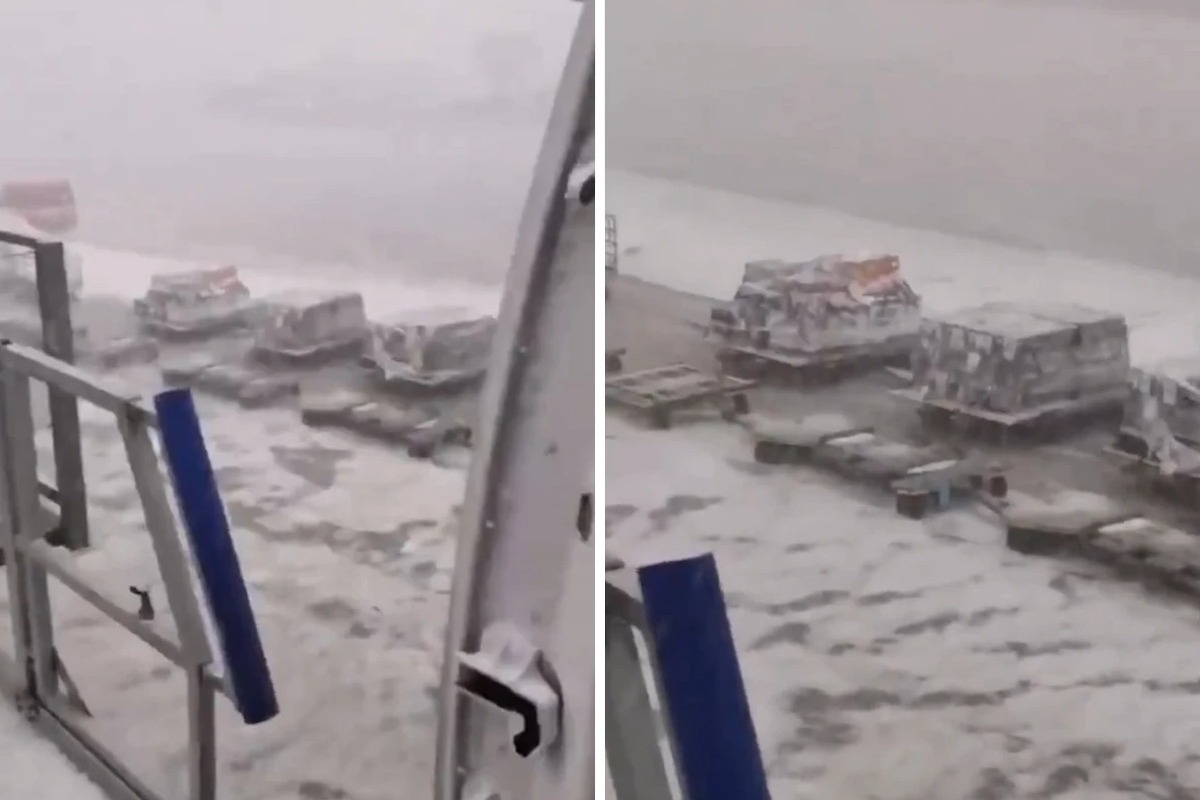 Χάος σε αεροδρόμιο στη Ρώμη – Ασπρισαν οι πίστες από το χαλάζι και οι οροφές μετατράπηκαν σε «καταρράκτες»