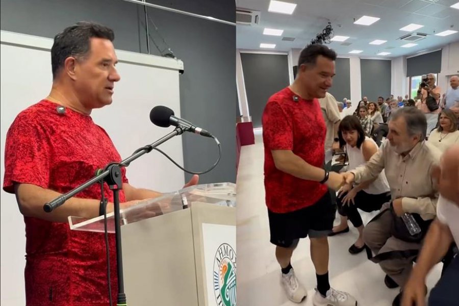 «Συγγνώμη για την αμφίεση»: Όταν ο Γεωργιάδης εμφανίστηκε με ρούχα για τένις σε εκδήλωση