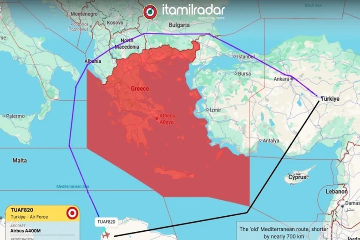 Τουρκικό Airbus A400M προς Λιβύη: Πέταξε 700 επιπλέον χιλιόμετρα για να αποφύγει το FIR Αθηνών